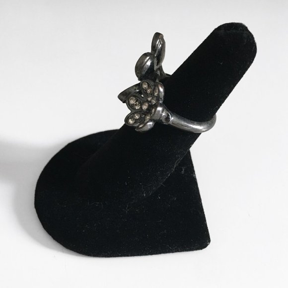Flower & Rhinestone Fashion Statement Ring - Picture 3 of 5